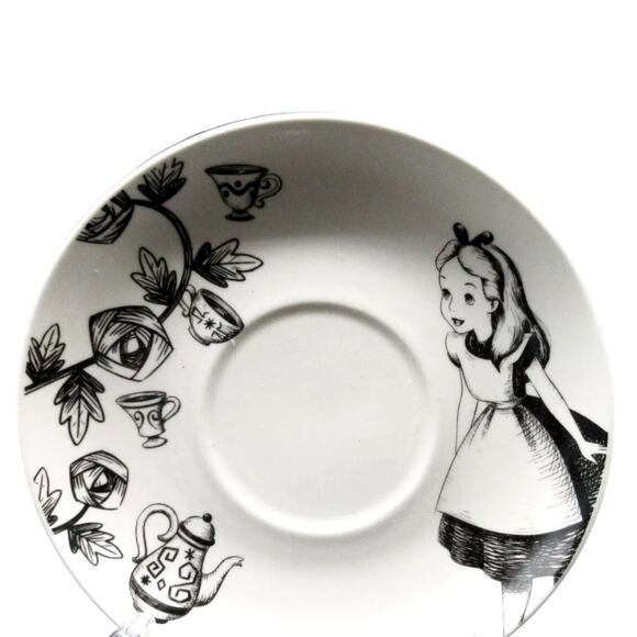 Disney ALICE IN WONDERLAND Teacup with Saucer 16oz Mug Black & Gold New - Picture 13 of 14